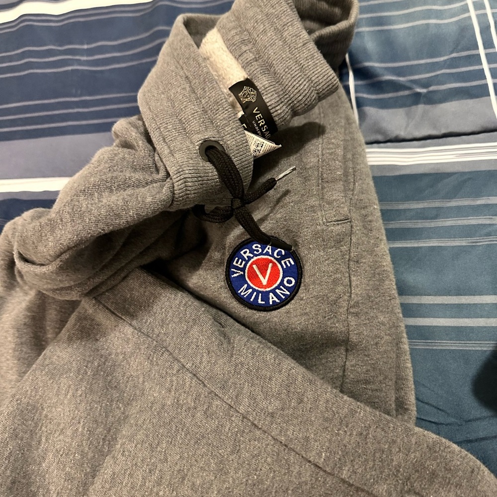 Versace Milano Charcoal Joggers with Logo Patch